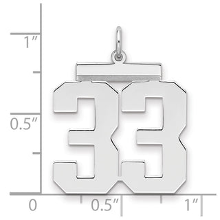 Sterling Silver Rhodium-plated Large Polished Number 33 Charm
