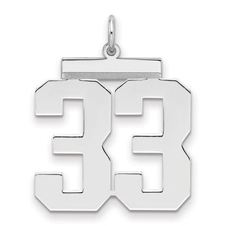 Sterling Silver Rhodium-plated Large Polished Number 33 Charm
