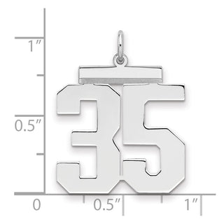 Sterling Silver Rhodium-plated Large Polished Number 35 Charm
