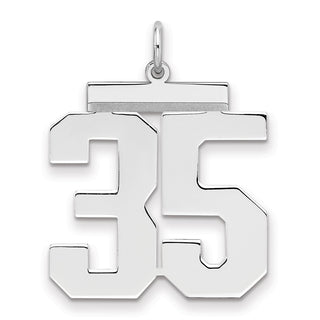 Sterling Silver Rhodium-plated Large Polished Number 35 Charm