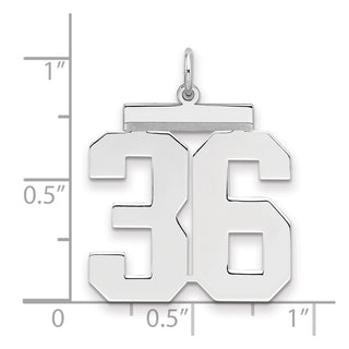 Sterling Silver Rhodium-plated Large Polished Number 36 Charm