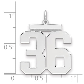 Sterling Silver Rhodium-plated Large Polished Number 36 Charm
