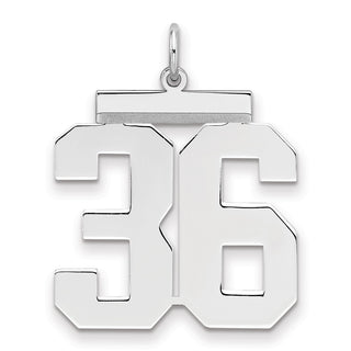 Sterling Silver Rhodium-plated Large Polished Number 36 Charm