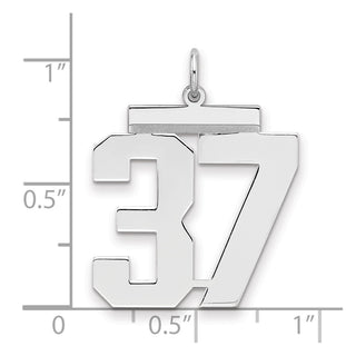 Sterling Silver Rhodium-plated Large Polished Number 37 Charm