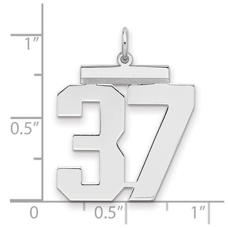 Sterling Silver Rhodium-plated Large Polished Number 37 Charm