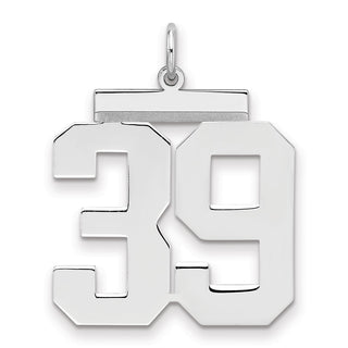 Sterling Silver Rhodium-plated Large Polished Number 39 Charm