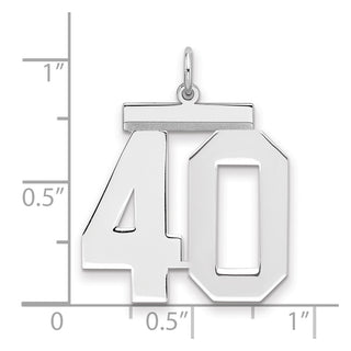 Sterling Silver Rhodium-plated Large Polished Number 40 Charm