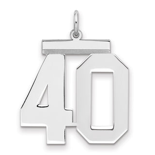 Sterling Silver Rhodium-plated Large Polished Number 40 Charm