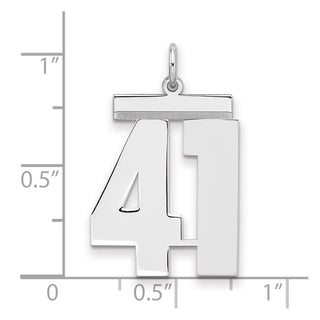 Sterling Silver Rhodium-plated Large Polished Number 41 Charm