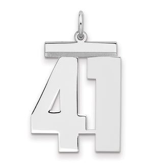 Sterling Silver Rhodium-plated Large Polished Number 41 Charm