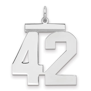 Sterling Silver Rhodium-plated Large Polished Number 42 Charm