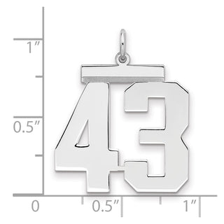 Sterling Silver Rhodium-plated Large Polished Number 43 Charm