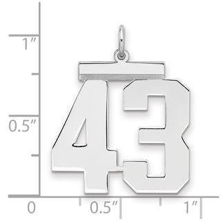 Sterling Silver Rhodium-plated Large Polished Number 43 Charm