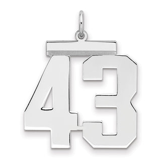 Sterling Silver Rhodium-plated Large Polished Number 43 Charm