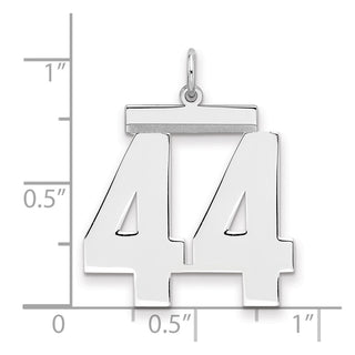 Sterling Silver Rhodium-plated Large Polished Number 44 Charm