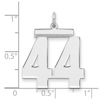 Sterling Silver Rhodium-plated Large Polished Number 44 Charm
