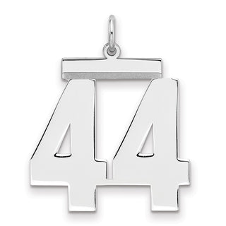 Sterling Silver Rhodium-plated Large Polished Number 44 Charm