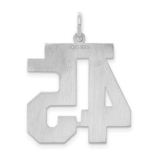 Sterling Silver Rhodium-plated Large Polished Number 45 Charm