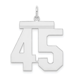 Sterling Silver Rhodium-plated Large Polished Number 45 Charm