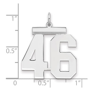 Sterling Silver Rhodium-plated Large Polished Number 46 Charm