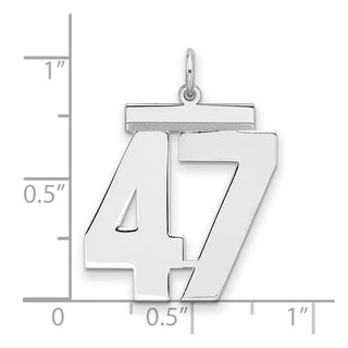 Sterling Silver Rhodium-plated Large Polished Number 47 Charm
