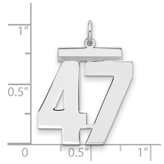 Sterling Silver Rhodium-plated Large Polished Number 47 Charm