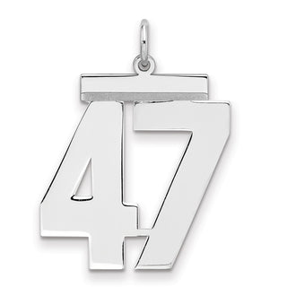 Sterling Silver Rhodium-plated Large Polished Number 47 Charm