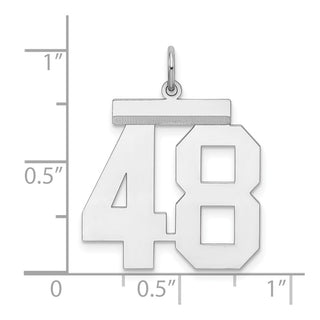 Sterling Silver Rhodium-plated Large Polished Number 48 Charm