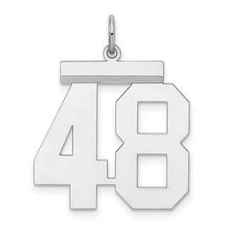 Sterling Silver Rhodium-plated Large Polished Number 48 Charm