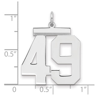 Sterling Silver Rhodium-plated Large Polished Number 49 Charm