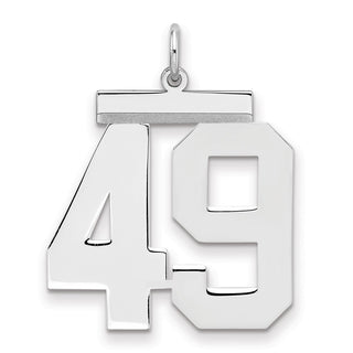 Sterling Silver Rhodium-plated Large Polished Number 49 Charm