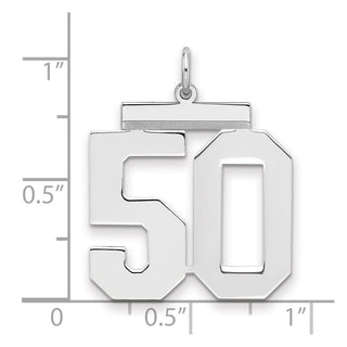 Sterling Silver Rhodium-plated Large Polished Number 50 Charm