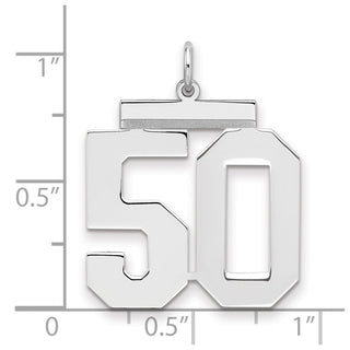 Sterling Silver Rhodium-plated Large Polished Number 50 Charm