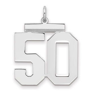 Sterling Silver Rhodium-plated Large Polished Number 50 Charm
