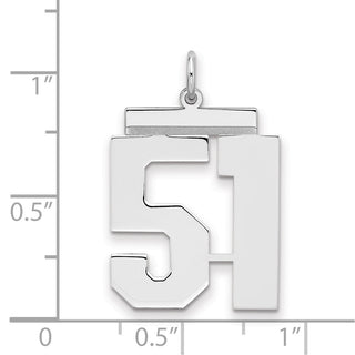 Sterling Silver Rhodium-plated Large Polished Number 51 Charm