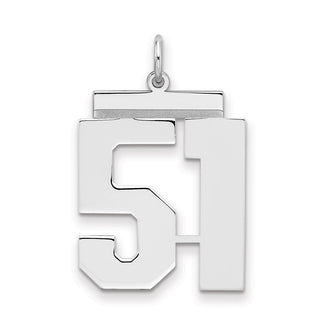 Sterling Silver Rhodium-plated Large Polished Number 51 Charm