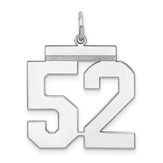 Sterling Silver Rhodium-plated Large Polished Number 52 Charm