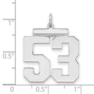 Sterling Silver Rhodium-plated Large Polished Number 53 Charm