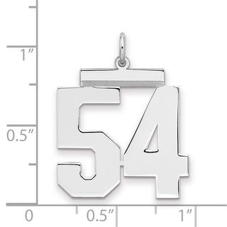 Sterling Silver Rhodium-plated Large Polished Number 54 Charm