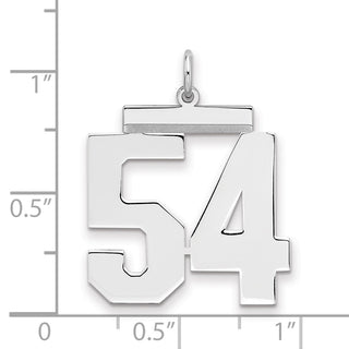 Sterling Silver Rhodium-plated Large Polished Number 54 Charm