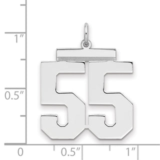 Sterling Silver Rhodium-plated Large Polished Number 55 Charm