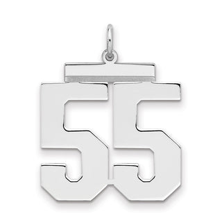 Sterling Silver Rhodium-plated Large Polished Number 55 Charm