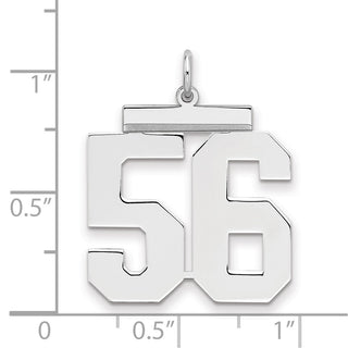 Sterling Silver Rhodium-plated Large Polished Number 56 Charm