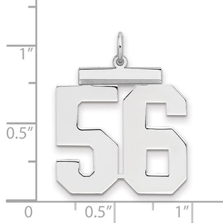 Sterling Silver Rhodium-plated Large Polished Number 56 Charm