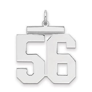 Sterling Silver Rhodium-plated Large Polished Number 56 Charm