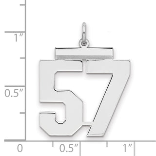 Sterling Silver Rhodium-plated Large Polished Number 57 Charm
