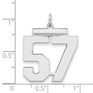 Sterling Silver Rhodium-plated Large Polished Number 57 Charm