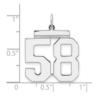 Sterling Silver Rhodium-plated Large Polished Number 58 Charm
