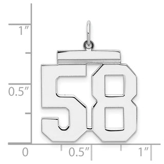 Sterling Silver Rhodium-plated Large Polished Number 58 Charm