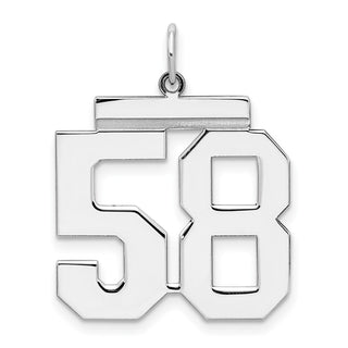 Sterling Silver Rhodium-plated Large Polished Number 58 Charm